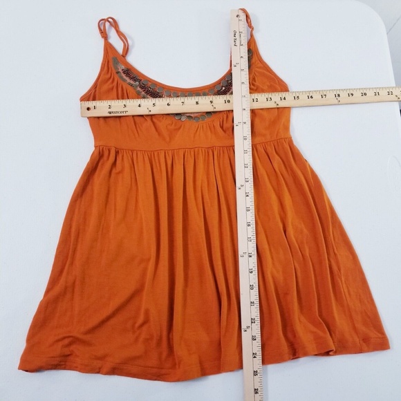 Lauren Conrad Orange Embellished Neckline Tank Top Women Size Small - Picture 5 of 11